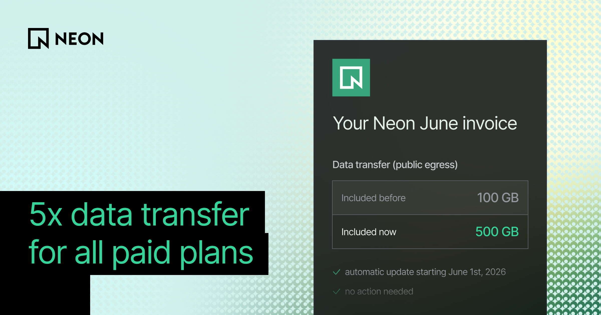 We're including 5x more data transfer in all paid plans